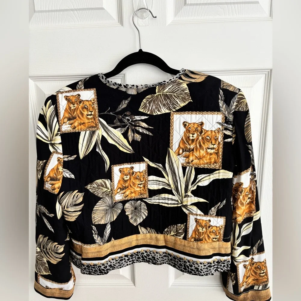 VTG NANCY BOLEN “CITY GIRL” LINE JUNGLE FOLIAGE PRINT LIONS & LEOPARDS SZ 10 - Picture 5 of 13